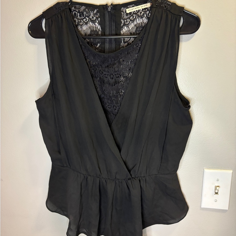 Mustard Seed Elegant Black Lace Blouse